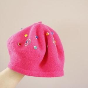 OOAK Vintage 80’s Hot Pink Funky Wool Beret